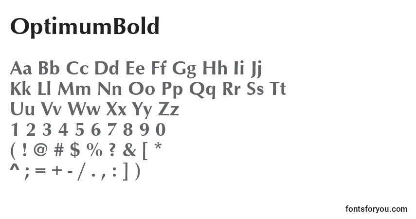 Czcionka OptimumBold – alfabet, cyfry, specjalne znaki