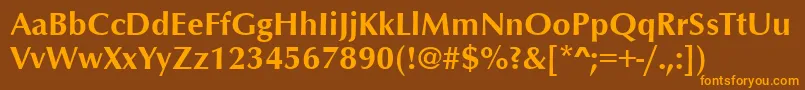 OptimumBold-Schriftart – Orangefarbene Schriften auf braunem Hintergrund