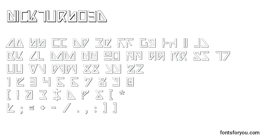 Fuente NickTurbo3D - alfabeto, números, caracteres especiales
