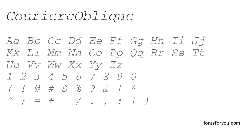 A fonte CouriercOblique – alfabeto, números, caracteres especiais