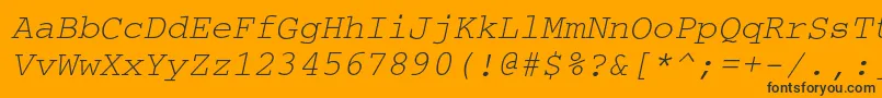 Fonte CouriercOblique – fontes pretas em um fundo laranja