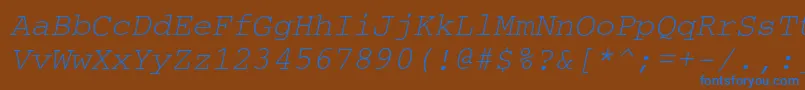 CouriercOblique Font – Blue Fonts on Brown Background