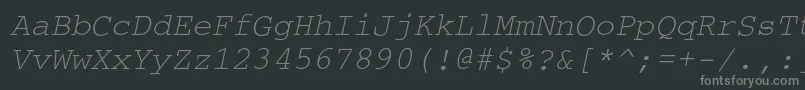 Lisätietoja CouriercOblique-fontista CouriercOblique-fontti – harmaat kirjasimet mustalla taustalla
