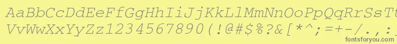 フォントCouriercOblique – 黄色の背景に灰色の文字
