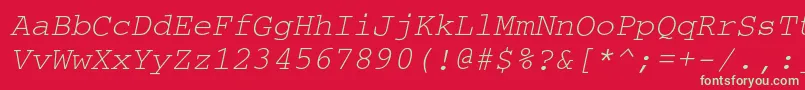 フォントCouriercOblique – 赤い背景に緑の文字