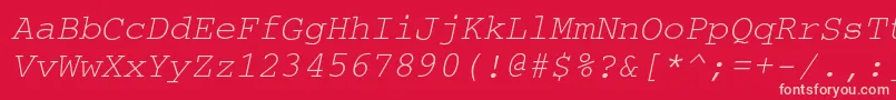 Czcionka CouriercOblique – różowe czcionki na czerwonym tle