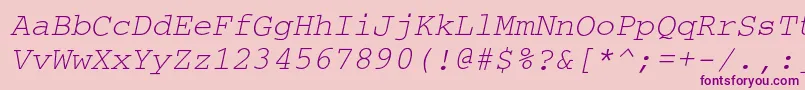Fonte CouriercOblique – fontes roxas em um fundo rosa