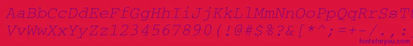 Czcionka CouriercOblique – fioletowe czcionki na czerwonym tle
