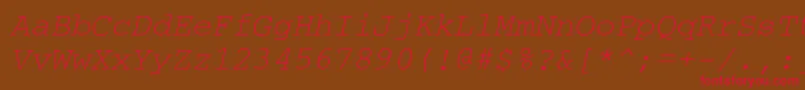 フォントCouriercOblique – 赤い文字が茶色の背景にあります。