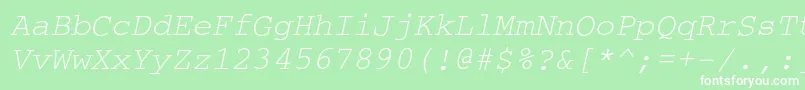 CouriercOblique-Schriftart – Weiße Schriften auf grünem Hintergrund