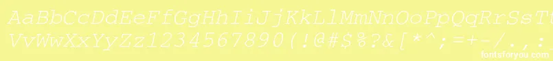 CouriercOblique-Schriftart – Weiße Schriften auf gelbem Hintergrund