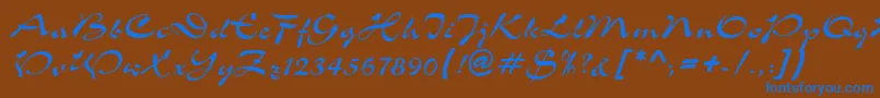 S760ScriptRegular Font – Blue Fonts on Brown Background