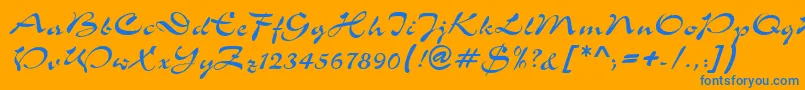 S760ScriptRegular Font – Blue Fonts on Orange Background