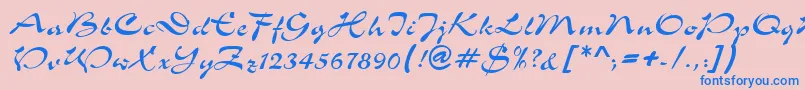 S760ScriptRegular Font – Blue Fonts on Pink Background