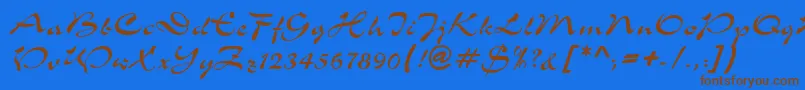 S760ScriptRegular Font – Brown Fonts on Blue Background
