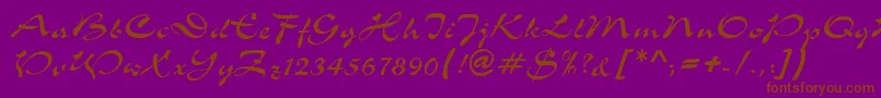 S760ScriptRegular Font – Brown Fonts on Purple Background