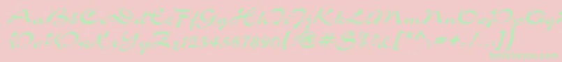 S760ScriptRegular Font – Green Fonts on Pink Background