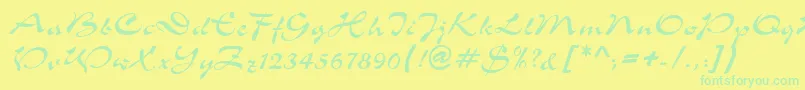 fuente S760ScriptRegular – Fuentes Verdes Sobre Fondo Amarillo