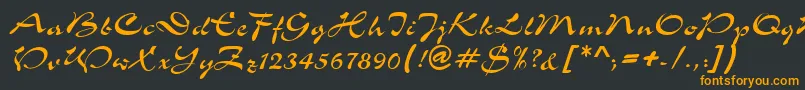 フォントS760ScriptRegular – 黒い背景にオレンジの文字