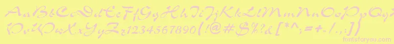 S760ScriptRegular Font – Pink Fonts on Yellow Background