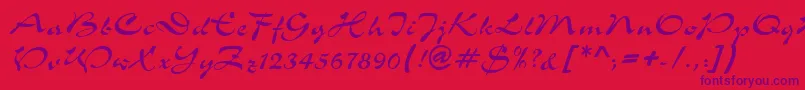 S760ScriptRegular Font – Purple Fonts on Red Background