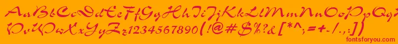 S760ScriptRegular Font – Red Fonts on Orange Background