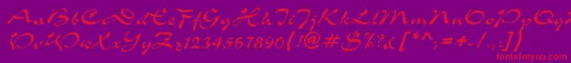 S760ScriptRegular Font – Red Fonts on Purple Background