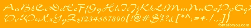 S760ScriptRegular Font – Yellow Fonts on Orange Background