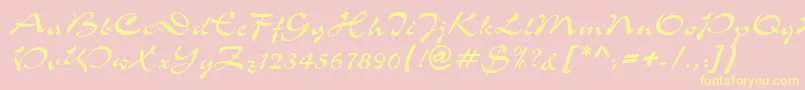 S760ScriptRegular Font – Yellow Fonts on Pink Background