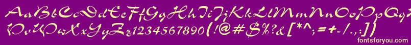 S760ScriptRegular Font – Yellow Fonts on Purple Background