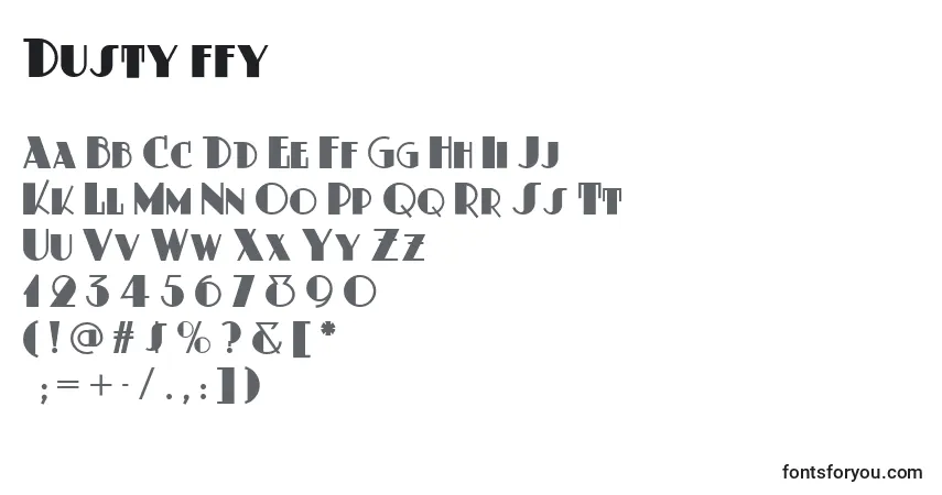 Dusty ffy-fontti – aakkoset, numerot, erikoismerkit