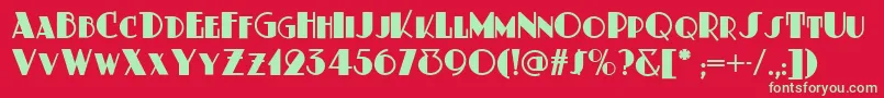 フォントDusty ffy – 赤い背景に緑の文字