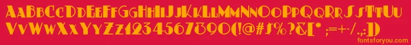 フォントDusty ffy – 赤い背景にオレンジの文字