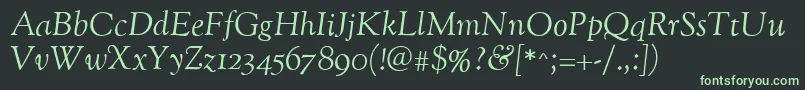 OflgoudystmttItalic-fontti – vihreät fontit mustalla taustalla