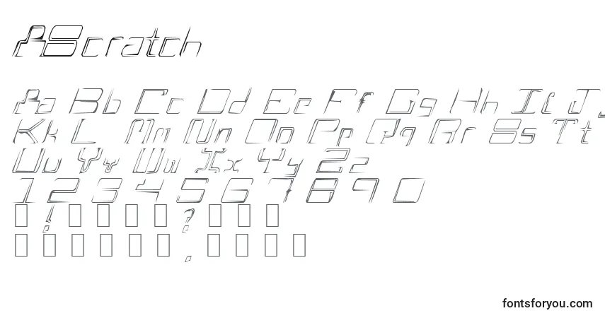 A fonte AScratch – alfabeto, números, caracteres especiais