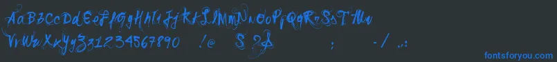 Vtkssonho-Schriftart – Blaue Schriften auf schwarzem Hintergrund
