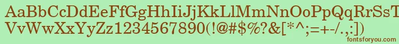 NewmilleniumschlbkRomansh-fontti – ruskeat fontit vihreällä taustalla