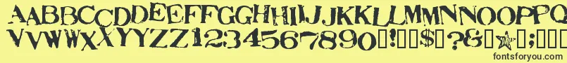 フォントStampActJumbled – 黒い文字の黄色い背景