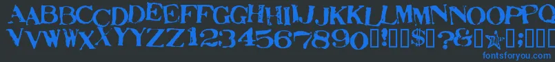 Шрифт StampActJumbled – синие шрифты на чёрном фоне