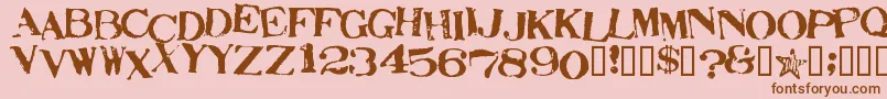 StampActJumbled Font – Brown Fonts on Pink Background