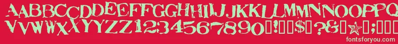 StampActJumbled-fontti – vihreät fontit punaisella taustalla