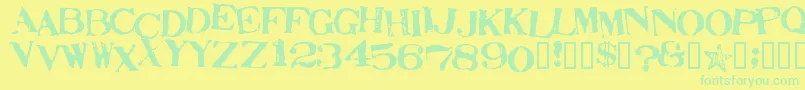 Fonte StampActJumbled – fontes verdes em um fundo amarelo