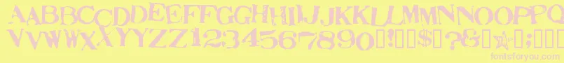 StampActJumbled Font – Pink Fonts on Yellow Background