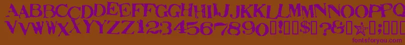 Шрифт StampActJumbled – фиолетовые шрифты на коричневом фоне
