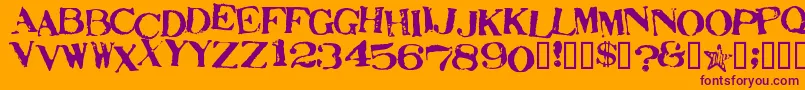 StampActJumbled Font – Purple Fonts on Orange Background