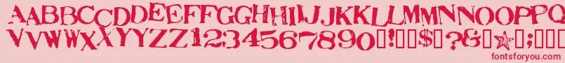 StampActJumbled Font – Red Fonts on Pink Background