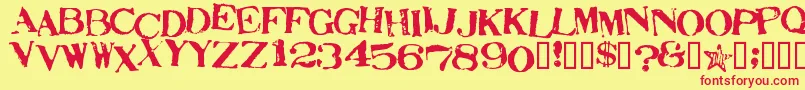 StampActJumbled Font – Red Fonts on Yellow Background