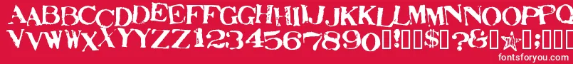 StampActJumbled Font – White Fonts on Red Background