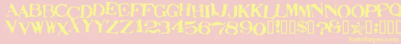 StampActJumbled Font – Yellow Fonts on Pink Background