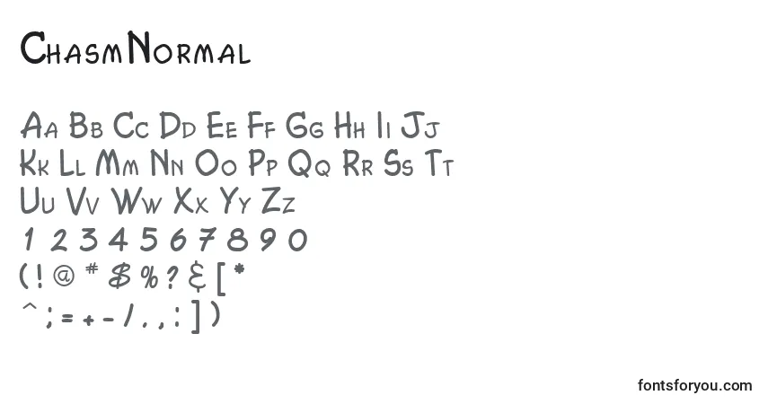 A fonte ChasmNormal – alfabeto, números, caracteres especiais